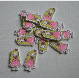 Деревянная пуговица Принцесса, нежно розовый, 35*18*2 мм , 1 шт