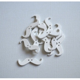 Дерев'яна гудзик Вуса, колір білий, 36 * 11 * 3 мм, 1 шт