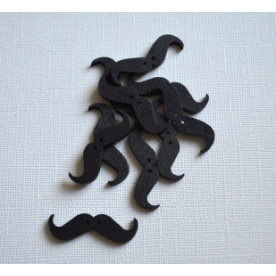 Дерев'яна гудзик Вуса, колір чорний, 36 * 11 * 3 мм, 1 шт