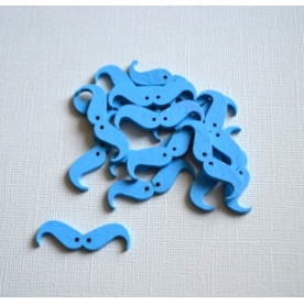 Деревянная пуговица Усы, цвет голубой, 36*11*3 мм, 1 шт