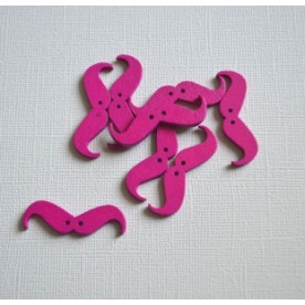 Деревянная пуговица Усы, цвет фуксия, 36*11*3 мм, 1 шт