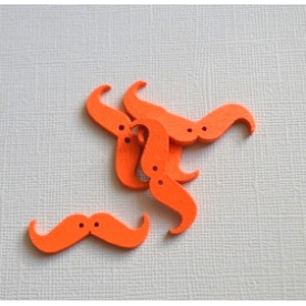 Деревянная пуговица Усы, цвет оранжевый, 36*11*3 мм, 1 шт