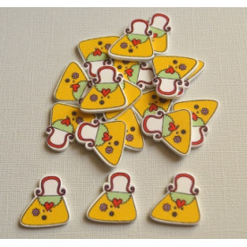 Дерев'яна гудзик Дамська сумочка, жовтий, 25 * 24 мм, 1 шт