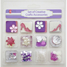 Набір декоративних прикрас для скрапбукінгу, 12шт / уп, фіолетовий від Santi