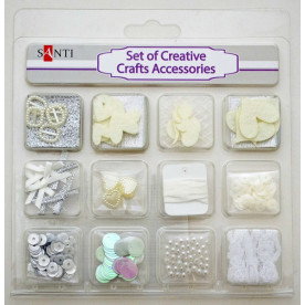 Набір декоративних прикрас для скрапбукінгу, 12шт / уп, білий від Santi
