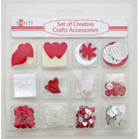 Набор декоративных украшений для скрапбукинга, 12шт/уп, красный от Santi