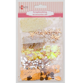 Набір декоративних прикрас для скрапбукінгу, 6шт / уп., Бежевий від Santi