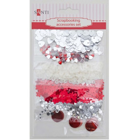 Набір декоративних прикрас для скрапбукінгу, 6шт / уп., Біло-червоний від Santi