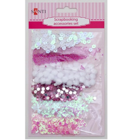 Набор декоративных украшений для скрапбукинга, 6шт/уп., бело-розовый от Santi