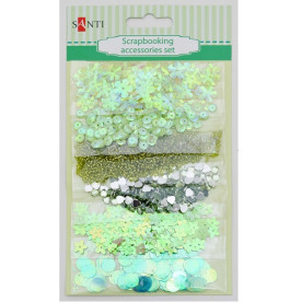 Набір декоративних прикрас для скрапбукінгу, 6шт / уп., Зелений від Santi