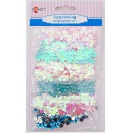 Набор декоративных украшений для скрапбукинга, 6шт/уп., розово-голубой от Santi