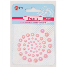Набор жемчужин самоклеющихся розовых радужных, 50 шт от Santi