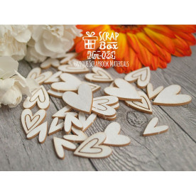 Чипборд набор Сердечек, 28-32 шт , размер 14*22 мм от Scrapbox