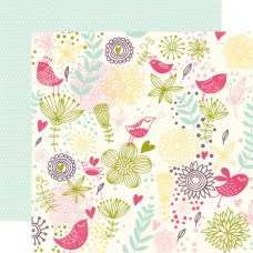 Двусторонняя бумага Spring Feathers 30х30 см от Echo Park
