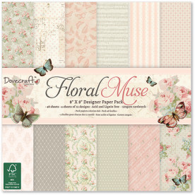 Набор бумаги Floral Muse, 20*20 см, 12 листов, Dovecraft