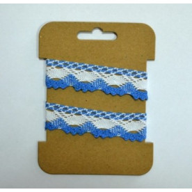 Кружевная хлопковая лента, бело-голубая, 2 см, 1 м от Hobby&You