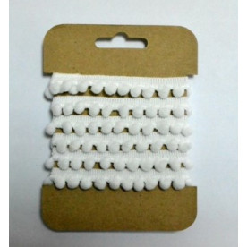 Стрічка з помпонами, біла, 1,2 см від Hobby & You