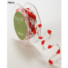 Стрічка з помпонами на дроті Pom Poms Red / White від May Arts, 90 см
