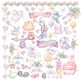 Лист с картинками для вырезания My little mousy girl 30,5х30,5 см, Фабрика Декора