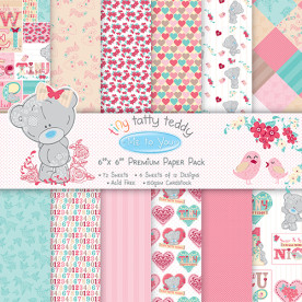 Набір паперу Tiny Tatty Teddy Girl, 15 * 15 см, 12 аркушів від Dovecraft