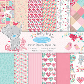 Набір паперу Tiny Tatty Teddy Girl, 20 * 20 см, 12 аркушів від Dovecraft