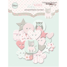 Пуговки из Чипборд для скрапбукинга Baby Girl  18 шт от Scrapmir 