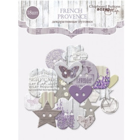 Гудзики з чіпборда для скрапбукінгу French Provence 18 шт від Scrapmir