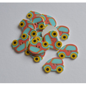 Дерев'яна гудзик Машинка блакитна, розмір 2,5 см, 1 шт