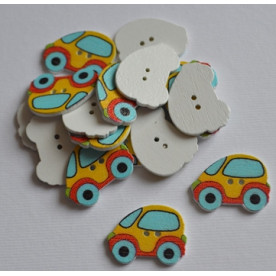 Дерев'яна гудзик Машинка жовта, розмір 2,5 см, 1 шт