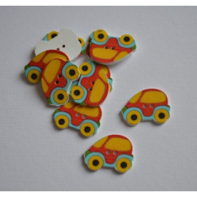 Деревянная пуговица Машинка красная, размер 2,5 см, 1 шт