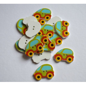 Дерев'яна гудзик Машинка зелена, розмір 2,5 см, 1 шт