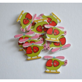 Дерев'яна гудзик Вертоліт зелений, розмір 2,5 см, 1 шт