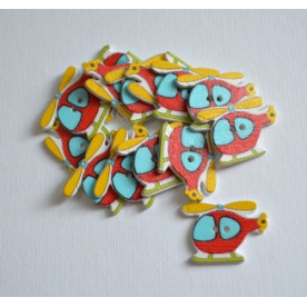 Дерев'яна гудзик Вертоліт червоний, розмір 2,5 см, 1 шт