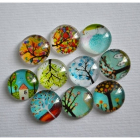 Набор стеклянных кабошонов Love Tree, 10 шт, размер 12 мм