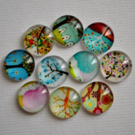 Набір скляних кабошонов Love Tree 1, 10 шт, розмір 10 мм