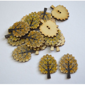 Дерев'яна гудзик Дерево, колір жовтий, розмір 3 см, 1шт