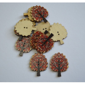 Дерев'яна гудзик Дерево, колір червоний, розмір 3 см, 1шт