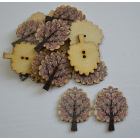 Деревянная пуговица Дерево , цвет розовый, размер 3 см, 1шт