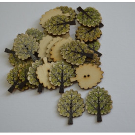 Дерев'яна гудзик Дерево, колір зелений, розмір 3 см, 1шт