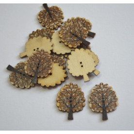 Деревянная пуговица Дерево, цвет коричневый, размер 3 см, 1шт