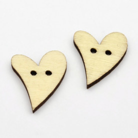 Дерев'яна гудзик Серце, колір натуральний, розмір 2,2 см, 1 шт