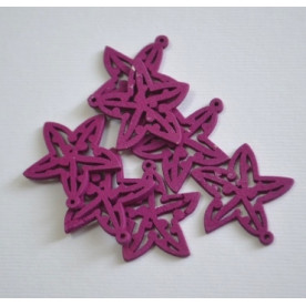Деревянное украшение Морская звездочка, цвет фуксии, размер 2 см, 1 шт