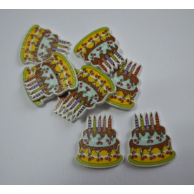 Дерев'яна гудзик Торт блакитний, розмір 3 см, 1 шт