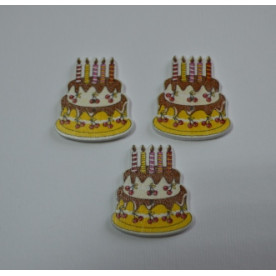 Деревянная пуговица Торт желтый, размер 3 см, 1 шт