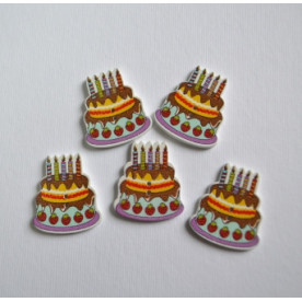 Дерев'яна гудзик Торт бірюзовий, розмір 3 см, 1 шт