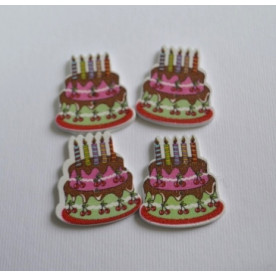 Дерев'яна гудзик Торт зелений, розмір 3 см, 1 шт