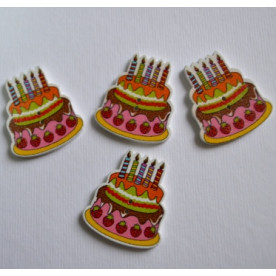 Деревянная пуговица Торт разноцветный, размер 3 см, 1 шт