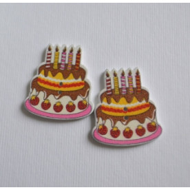 Дерев'яна гудзик Торт білий, розмір 3 см, 1 шт