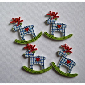 Деревянная пуговица Лошадка-качалка, цвет синий, 3,2 см, 1 шт