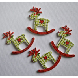 Деревянная пуговица Лошадка-качалка, цвет зеленый, 3,2 см, 1 шт